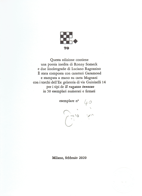 colophon numerato e firmato