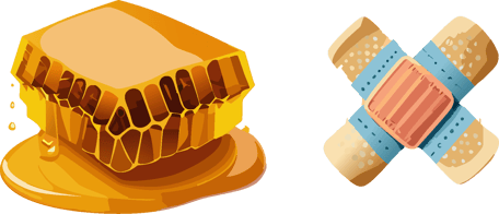 Dessin graphique d'un pansement au Miel de Manuka NPA 10+ de Nouvelle-Zélande