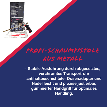 Profi-Schaumpistole aus Metall antihaftbeschichteter Dosenadapter und Nadel leicht und präzise justierbar gummierter handgriff für optimales Handling Mönchhof