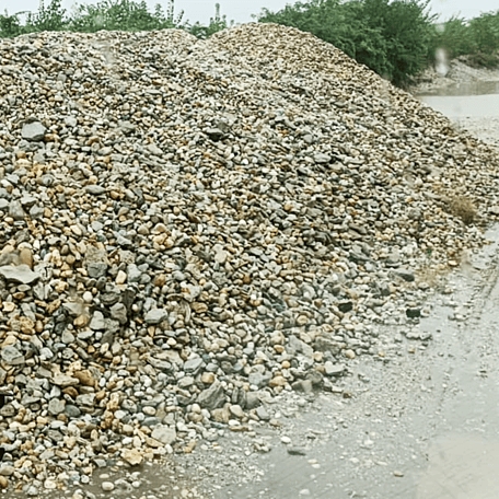 Kies Rundkorn Körnung 63 mm Zierkies    (Kann mit Lehm verschmutzt sein)