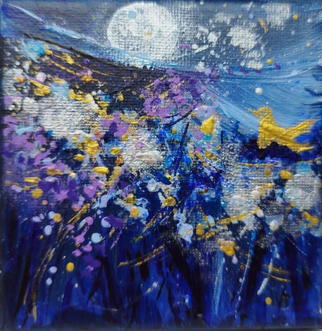 Elisabeth Augendre artiste peintre en Ariège acrylique impressionnisme oiseaux de lune 10