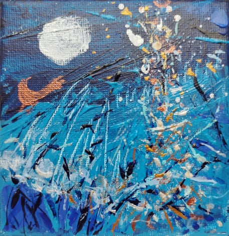 Elisabeth Augendre artiste peintre en Ariègge acrylique impressionnisme oiseaux de lune 8
