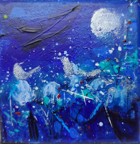 Elisabeth Augendre artiste peintre en Ariège acrylique impressionnisme oiseaux de lune 9