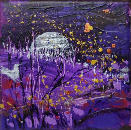 Elisabeth Augendre artiste peintrre en Ariège acrylique impressionnisme les oiseaux de lune 21