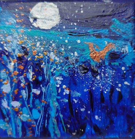 Elisabeth Augendre artiste peintre en Ariège acrylique impressionnisme les oiseaux de lune 19