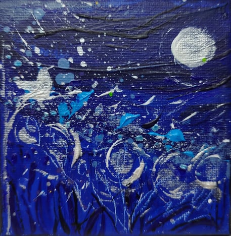 Elisabeth Augendre artiste peintre en Ariège acrylique impressionnisme oiseaux de lune 12