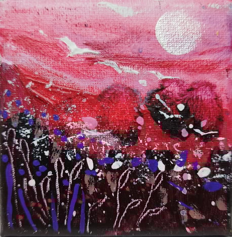 Elisabeth Augendre artiste peintre en Ariège acrylique impressionnisme les oiseaux de lune 24