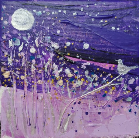 Elisabeth Augendre artiste peintre en Ariège acrylique impressionnisme oiseaux de lune 2