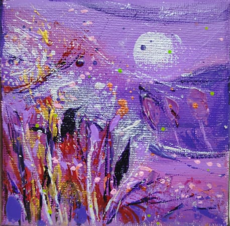 Elisabeth Augendre artiste peintre en Ariège acrylique impressionnisme oiseaux de lune 5