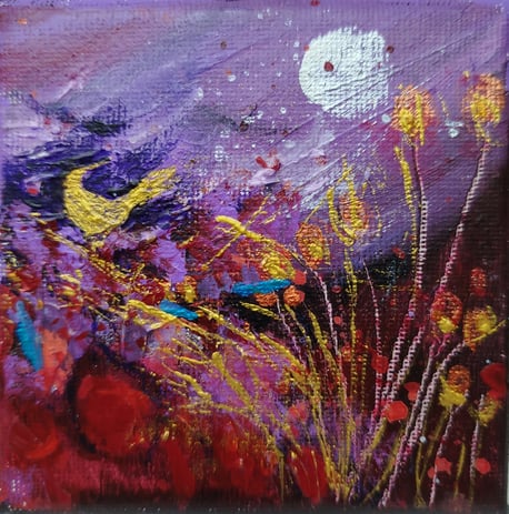 Elisabeth Augendre artiste peintre en Ariège acrylique impressionisme les oiseaux de lune 27
