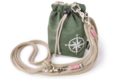 Leckerlibeutel groß khaki grün rosa Gassitasche Tragetau Hanf