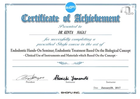 歯内療法トレーニングコース2017 受講・修了 永井歯科医院 茨木市