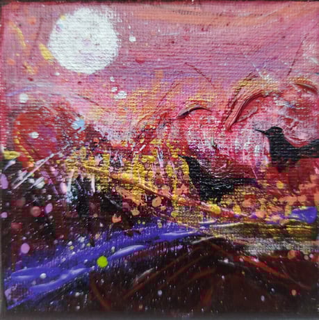 Elisabeth Augendre artiste peintre en Ariège acrylique impressionnisme oiseaux de lune 4