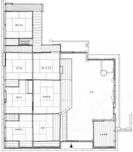 今井町 重要文化財 今西家 一階間取り図/Imanishi family residence Ground floor plan