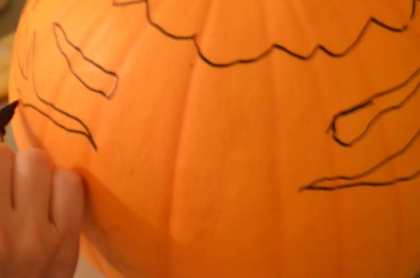 かぼちゃのくり抜き　ハロウィン