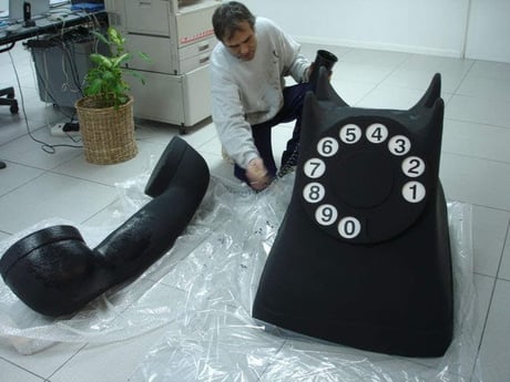 Teléfono gigante, modelo clásico negro