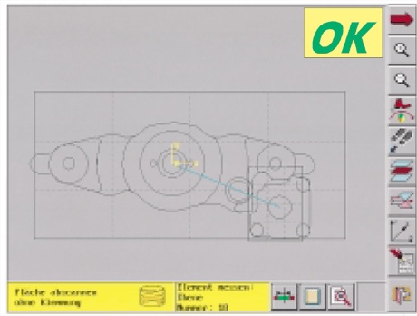 Ein Bild sagt mehr … Nach dem Scannen erhalten Sie die grafische Darstellung des Werkstücks. Im Modus Ampelkontrolle sehen Sie auf einen Blick das zusammengefaßte Messergebnis – OK oder NG (No Go).