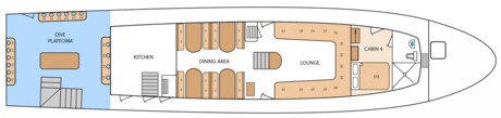 Main deck cabin overview plan - Galapagos Shark Diving