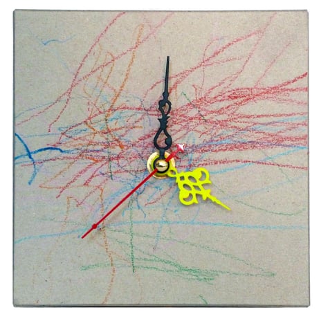 uhr 2 gestaltet von einem 3jährigen Künstler, der in die Dimension der Zeit eintauchte