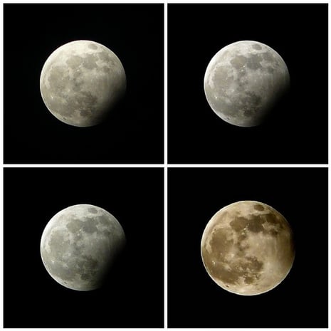 Die partielle Mondfinsternis vom 31.12.2009 (19:56, 19:59, 20:10, 21:26)