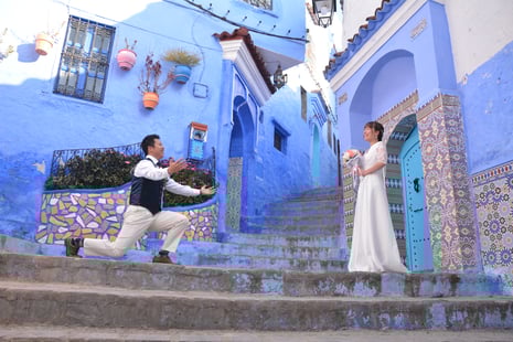 モロッコ/青い風景のシャウエンでphotowedding撮影