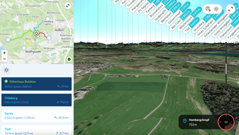 Aussicht vom 220 Meter hohen Windrad aus (Screenshot: peakvisor.com)