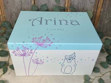 Personalisierte Erinnerungsksite aus Holz zur Geburt