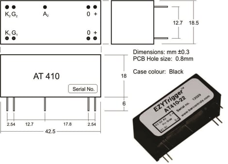Thyristor Trigger Modul AT410 für Applikationen wie gesteuerte Gleichrichterschaltungen, Wechselstrom- bzw. Drehstrom-Stellschaltungen und Motorsteuerungen mit Gleichspannung