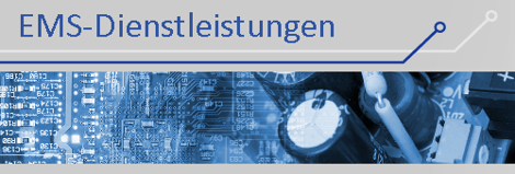 Bannerbild mit Aufschrift EMS-Dienstleistungen und Elektronikmotiv