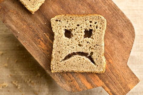 bread with unhappy face