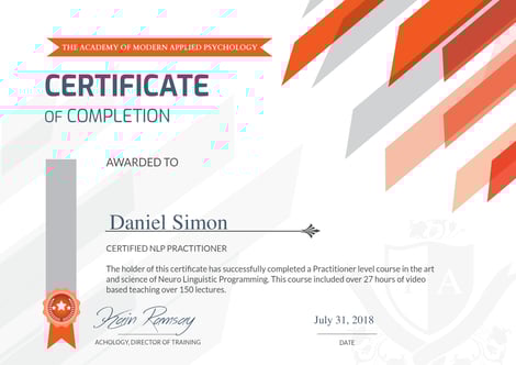 Zertifikat NLP Practitioner Daniel Simon