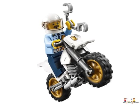 Die Besonderheit im Lego Paket 60137, ist ein cooles Polizeiverfolgungsmotorrad.
