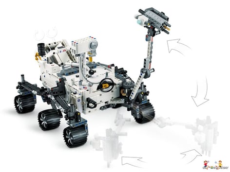 Das Lego Paket 42158 ist ein Rover mit 360-Grad-Lenkung, beweglichen Armen und voll gelenkigen Radaufhängungen enthalten.