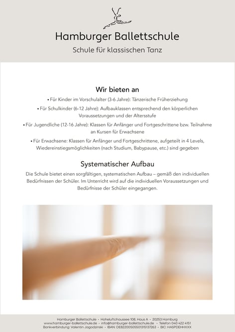 Hamburg hamburger Hoheluft Hoheluftchausee 108 Ballett Ballettkurs Ballettschule