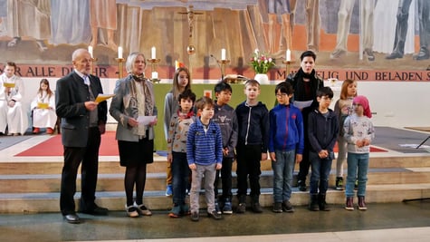 Leider waren nur acht der 14 Erstkommunion Kinder bei der Vorstellmesse im März 2019.