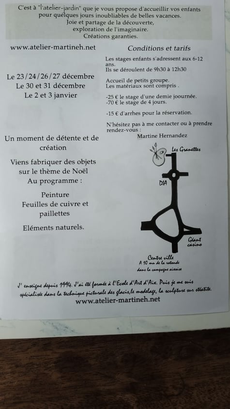 stages créatifs pour enfants à Aix en Provence durant les vacances de Noël