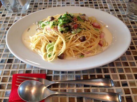 Ourbs　ソラマメとキノコのクリームパスタ