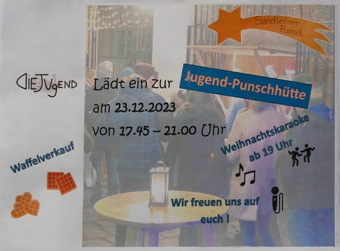 Am Samstag 23.Dezember übernimmt die Jugend die Punschhütte.