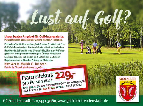 Nachwuchs gesucht. Wir brauchen neue Golfer.