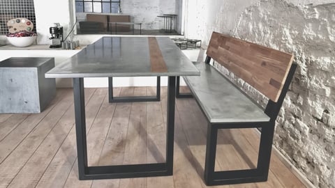 Küchentisch mit Sitzbank Beton