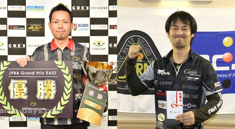 前節優勝者：GPE-5優勝の赤狩山幸男（左）とGPW-3優勝の竹中寛