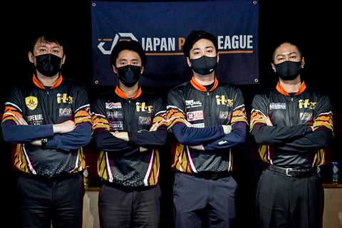 東京HOTS／左から、高野智央・土方隼斗・大井直幸・東條紘典　©2021 JAPAN POOL LEAGUE