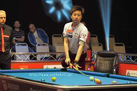 Japan's Naoyuki Oi has advanced to the quarter-finals of 2017 World Pool Masters.　Photo : On the hill ! 