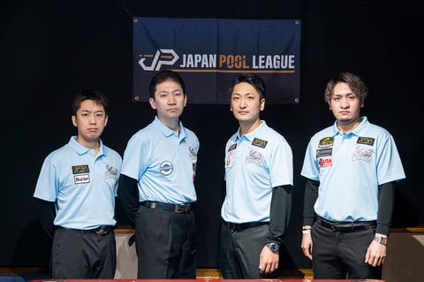 WARRIORS/左から、稲見厚史・鈴木清司・栗林達・比嘉龍矢 ©2021 JAPAN POOL LEAGUE
