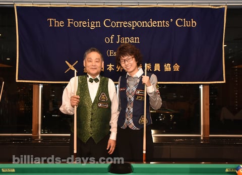 Kenji Nagaya & Masami Nouchi showed trick shots in The Foreign Correspondents' Club of Japan, Tokyo