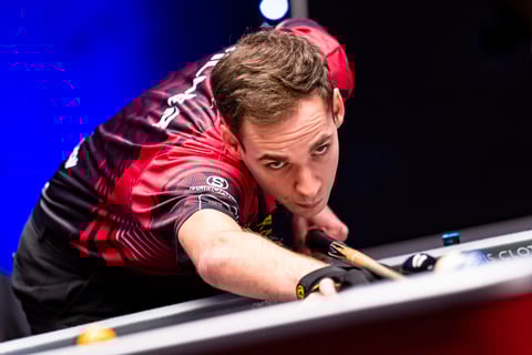 二次リーグ終了時、暫定首位のJ・フィラー　© Matchroom Pool 2022