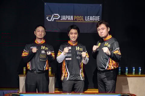 東京HOTS／東條紘典・土方隼斗・高野智央 ©2021 JAPAN POOL LEAGUE