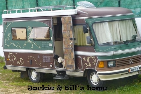 mit den Hunden Dugal und Spiddy. Nicht im Bild ist ihre schwarze wunderschöne Katze Skanka