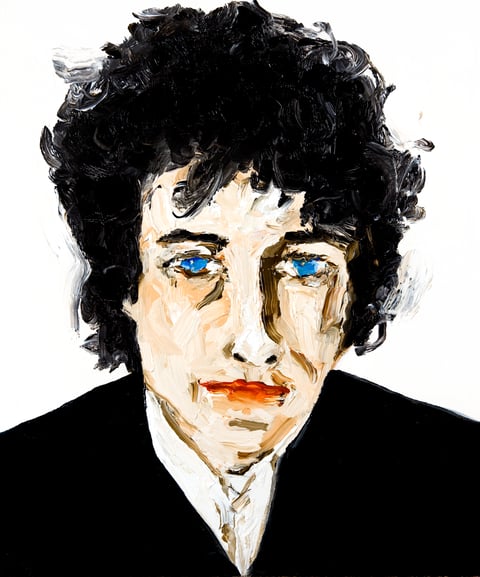 Bob Dylan, oil on canvas, 18 by 15 in.