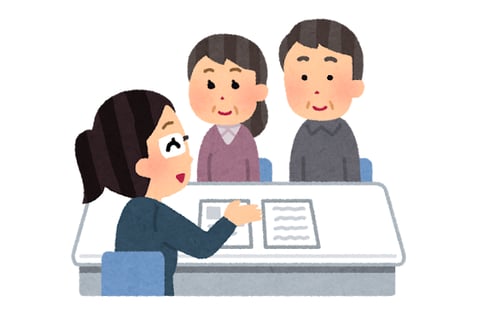 利用者様と職員との打ち合わせイメージイラスト